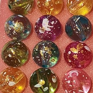 Beads Multicolor Gold Splash 16mm 4 Pieces Acrylic Loose‎ Beads Keychain